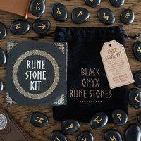 Uniqueful Set of 25 Black Onyx Viking Rune Stones | Size: 1 Pack