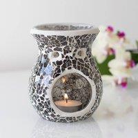Uniqueful Small Gunmetal Grey Crackle Oil Burner & Wax Warmer | Size: 1 Pack