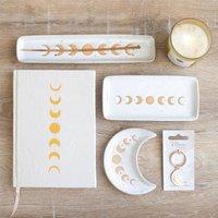 Uniqueful Moon Phase Crescent Enamel Keyring in Gold | Size: 1 Pack