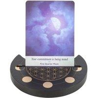 Uniqueful Black Flower of Life Crescent Moon Tarot Card Stand | Size: 15 cm