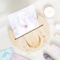 Uniqueful Natural Crystal Crescent Moon Tarot Card Stand in Beige | Size: 1 Pack