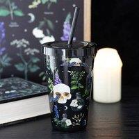 Uniqueful Venom & Vines Print Tumbler with Straw in Black | Size: 20oz (550ml)