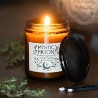 Uniqueful Mystic Moon Sage & Lavender Amber Glass Candle in Brown | Size: 1 Pack