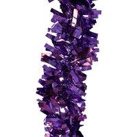 Neel Blue Christmas Shiny Metallic Chunky Tinsel Garland, 6.5ft in Purple