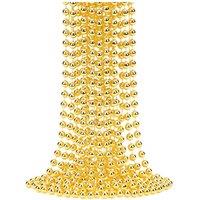 Neel Blue 9M Metallic Christmas Bead Chain - 7.5mm Shiny Pearl Garland in Gold