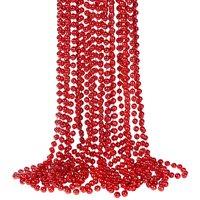 Neel Blue 9M Metallic Christmas Bead Chain - 7.5mm Shiny Pearl Garland in Red