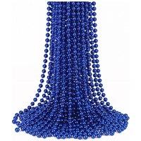 Neel Blue 9M Metallic Christmas Bead Chain - 7.5mm Shiny Pearl Garland in Royal
