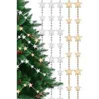 Neel Blue 4M Christmas Bead Chain Garland, Gold & Silver Star Design - 2pcs