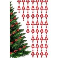 Neel Blue 5M Christmas Tree Bead Garland, Metallic Hanging Chain Garland in Red