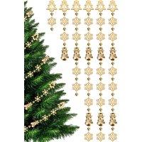 Neel Blue Christmas Bead Chain Garland with Festive Snowflake, Tree Motif & Bead in Gold