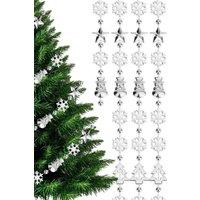 Neel Blue Christmas Bead Chain Garland with Festive Snowflake, Tree Motif & Bead in Silver