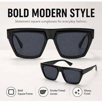 BluCore Black Square Sunglasses, UV400 Dark Tinted Shades
