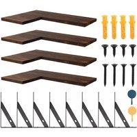 SPETLEK 4 Piece Home Corner Floating Shelves Wooden Display Shelf in Brown