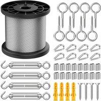 PAWNORA 50M Garden Wire Rope Fence in Silver