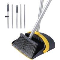 PAWNORA Standing Dustpan & Brush Set in Black