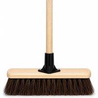 PAWNORA Outdoor Yard Broom Stiff Hard Bristle in Beige