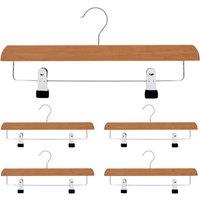 PAWNORA Wooden clamp trouser hangers 5 Pieces in Natural