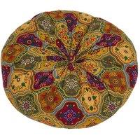PAWNORA Yellow 50cm Round Floor Cushion 8cm Thick Home Decor Pillow