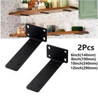NESTLUNE 10inch 2xHeavy Duty Black Cast Metal Shelf Brackets | Size: 100 cm x 15 cm