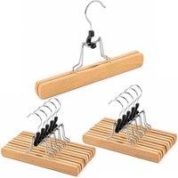 Kelvenix Wooden Kilt Hanger Felt Lined Metal Clamp Trouser garment storage in Brown
