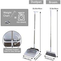 NESTLUNE Long Handled Dustpan & Brush Set Strong Metal in Grey | Size: 100 cm x 15 cm