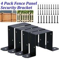 NESTLUNE 4x Heavy Duty Fence Post Support Bracket Post Ties Strap in Black | Size: 1.2m tall x 32mm wide