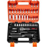 NESTLUNE 53Pcs Metric 1/4" Drive Socket Kit Ratchet Wrench in Orange | Size: 10000mm x 520mm