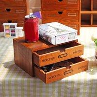 FORGEVIO 2 Drawer Wooden Drawer Box Storage Office in Brown | Size: 500mm