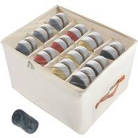 Ventryn Foldable Shoe Storage Box for Closet Organiser with Clear Lids in Beige