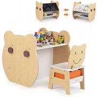 Costway Kids'Art Table & Chair 3-in-1 Toddler Activity Table w/Storage in White