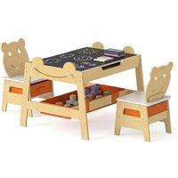Costway Versatile Kids Table & 2 Chairs Set Wooden Activity Table in Natural