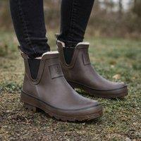 Elle Sport Women's Waterproof Wellington Ankle Boot with warm Fur Lining in Brown | Size: 8