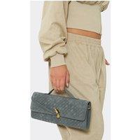 EGO Women's Rectangle Shaped Faux Suede Clutch Bag in Mid Grey
