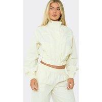 EGO Women's Long Sleeve Zip High Neck Jacket in Cream | Size: 14