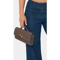 EGO Women's Rectangle Shaped Faux Suede Clutch Bag in Dark Brown