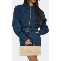 EGO Women's Rectangle Shaped Faux Suede Clutch Bag in Ecru
