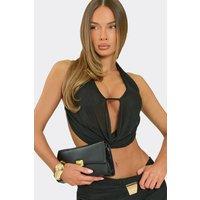 EGO Women's Shaped Faux Leather Clutch Bag in Navy