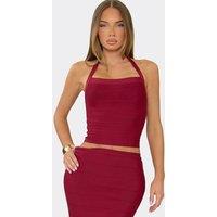 EGO Women's Strappy Halter Neck Bandage Top in Burgundy | Size: 6