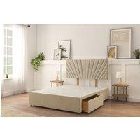 Sloomy Kingsley Plush Divan Bed Base 2 Drawers Same Side With 26 Strutted Headboard in Cream | Size: Small Double