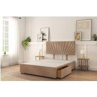Sloomy Kingsley Naples Divan Bed Base 2 Drawers Same Side With 26 Strutted Headboard in Light Brown | Size: Super King