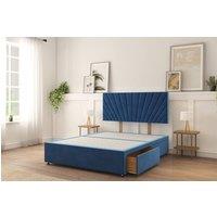 Sloomy Kingsley Plush Divan Bed Base 2 Drawers Foot-End With 26 Strutted Headboard in Navy | Size: Small Double