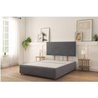 Sloomy Sterling Plush Divan Bed Base No Drawers With 26 Strutted Headboard & 12 Matching Footboard in Dark Grey | Size: Small Single