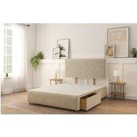 Sloomy Sterling Naples Divan Bed Base No Drawers With 26 Strutted Headboard & 12 Matching Footboard in Cream | Size: Super King