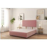 Sloomy Rutherford Plush Divan Bed Base No Drawers With 26 Strutted Headboard & 12 Matching Footboard in Pink | Size: Small Double