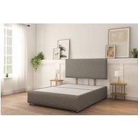 Sloomy Rutherford Plush Divan Bed Base 2 Drawers Left Side With 26 Strutted Headboard & 12 Matching Footboard in Light Grey | Size: King