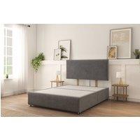 Sloomy Rutherford Plush Divan Bed Base 2 Drawers Left Side With 26 Strutted Headboard & 12 Matching Footboard in Dark Grey | Size: Small Single