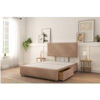 Sloomy Ashford Plush Divan Bed Base No Drawers With 26 Strutted Headboard in Light Brown | Size: King