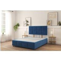Sloomy Lancaster Plush Divan Bed Base No Drawers With 26 Strutted Headboard in Navy | Size: Super King
