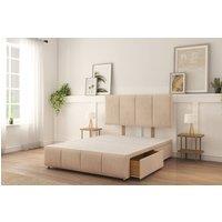 Sloomy Lancaster Naples Divan Bed Base 2 Drawers Same Side With 26 Strutted Headboard in Light Sand | Size: Small Double