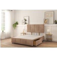 Sloomy Lancaster Naples Divan Bed Base 2 Drawers Same Side With 26 Strutted Headboard in Light Brown | Size: King